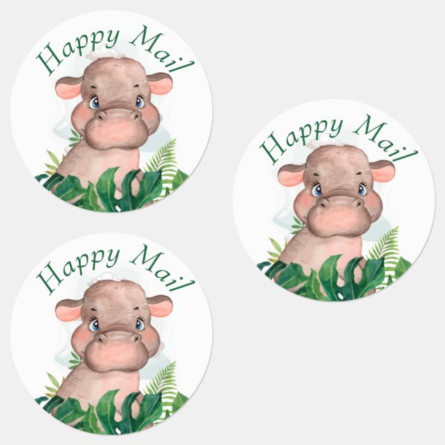 Pegatinas de Safari Happy Mail Hippo (Grupo)