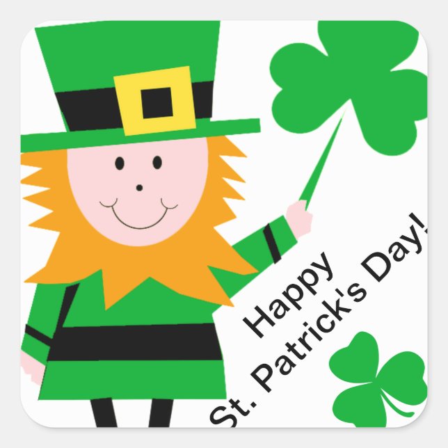 Pegatinas de Saint Patrick's Day Leprechaun Shamro (Anverso)