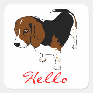 Pegatinas de saludo perro cachorro Beagle Hola