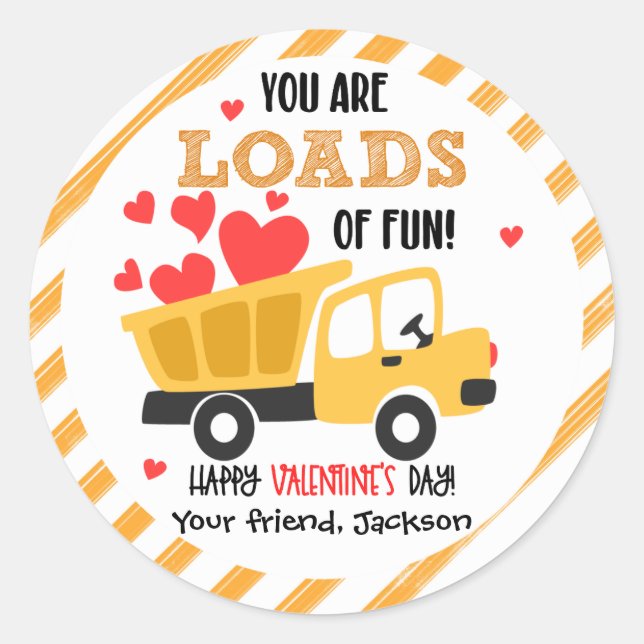Pegatinas de San Valentín de Camiones Volquete Div (Anverso)