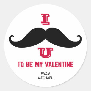 Pegatinas de San Valentín de los niños de Mustache