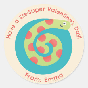 Pegatinas de San Valentín de serpiente educada - N