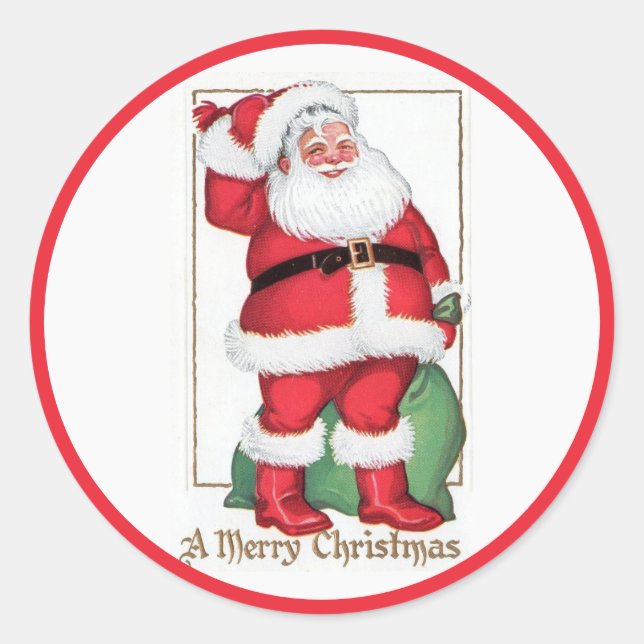 Pegatinas de Santa Claus vintage (Anverso)