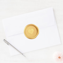 Pegatinas de sello de cera de corazón de oro para