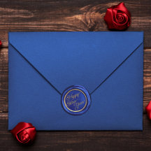 Pegatinas de sello de cera de Feliz Año Nuevo azul