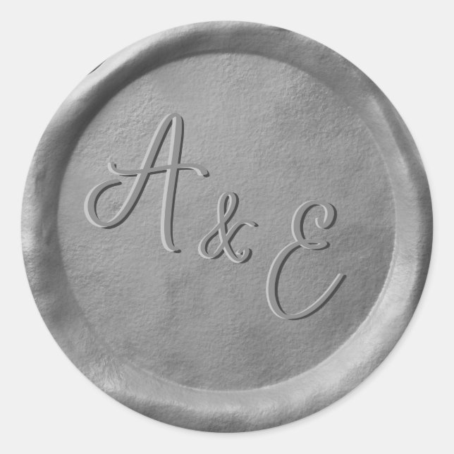 Pegatinas de sello de cera de plata con monograma  (Anverso)