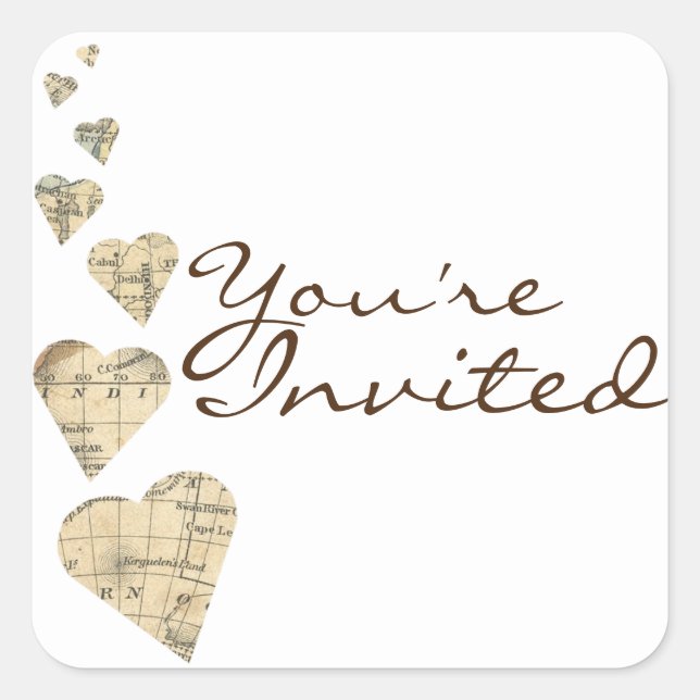 Pegatinas de Sello para sobres cardíaco de Mapa de (Anverso)