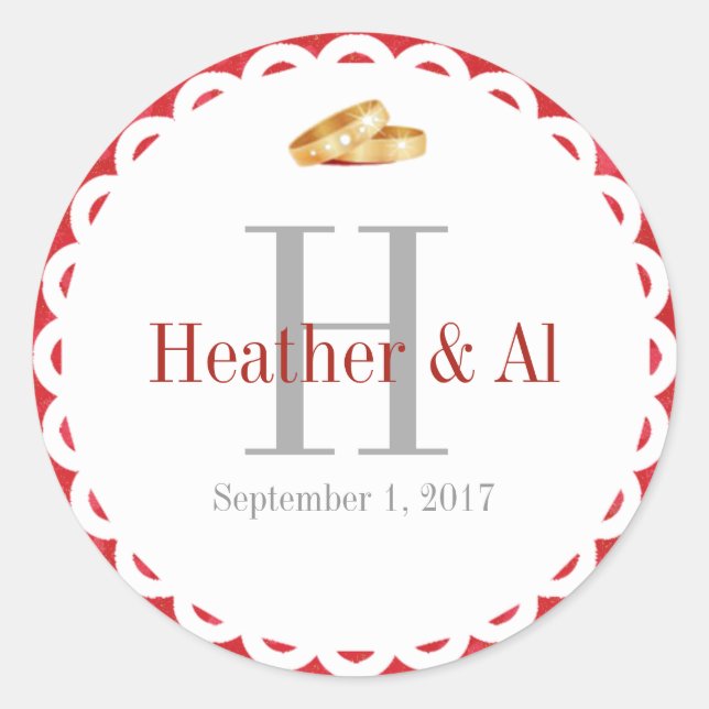 Pegatinas de Sello para sobres de Boda de monogram (Anverso)