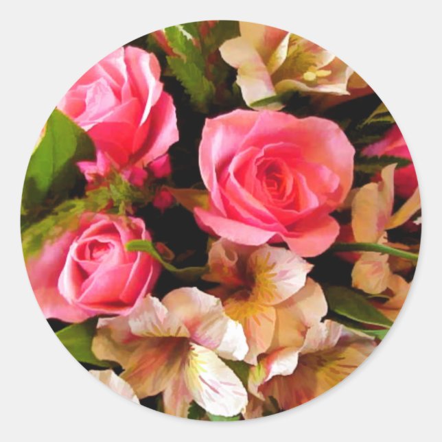 Pegatinas de Sello para sobres de flores de boda (Anverso)