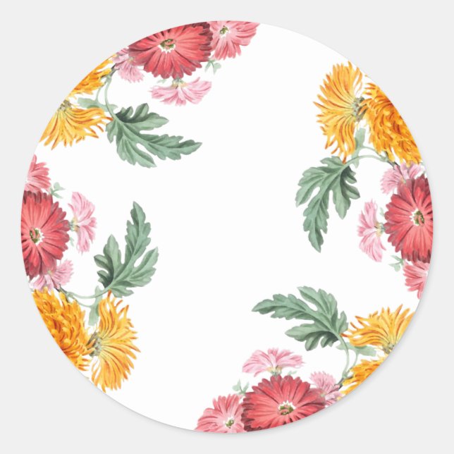 Pegatinas de Sello para sobres de flores otoñales (Anverso)
