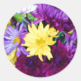 Pegatinas de Sello para sobres floral morado y ama