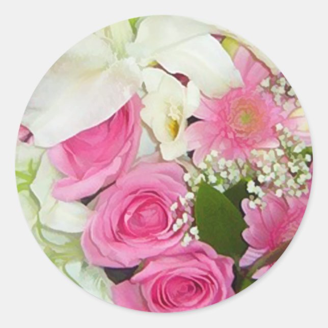 Pegatinas de Sello para sobres floral rosa y blanc (Anverso)