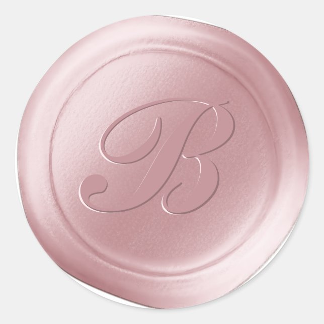 Pegatinas de sellos de cera monogramo rosa Rubor 1 (Anverso)