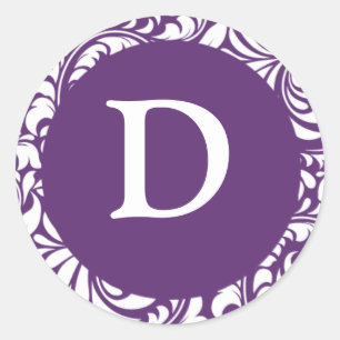 Pegatinas de sellos de invitación a damascos púrpu