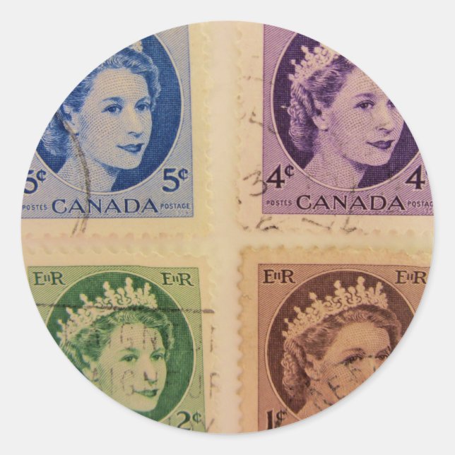 Pegatinas de sellos de la Reina Elizabeth Vintage (Anverso)