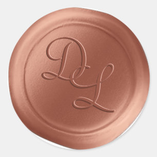 Pegatinas de sellos de lino monogramo de cobre 2 l
