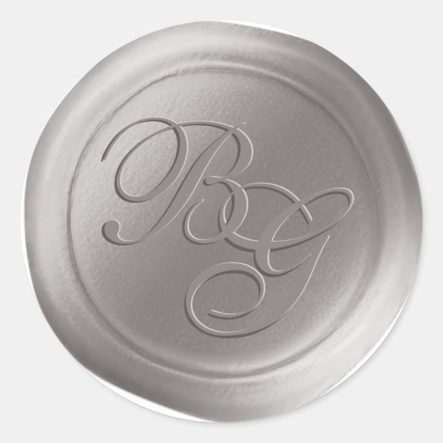 Pegatinas de sellos de lino monogramo de guion gri (Anverso)