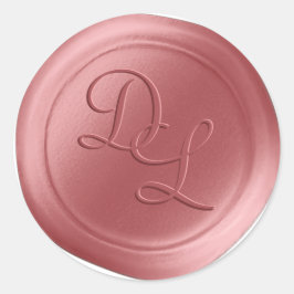 Pegatinas de sellos de lino monogramo rosa salmón
