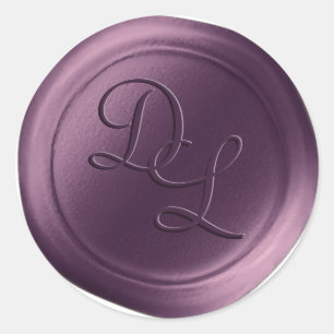 Pegatinas de sellos de lino violeta púrpura 2 letr