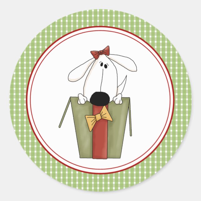 Pegatinas de Sellos para sobres de Cachorros navid (Anverso)