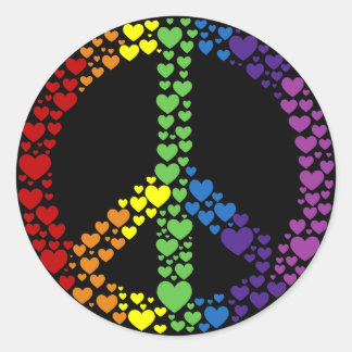 Pegatinas de señas de paz de los corazones arcoiri