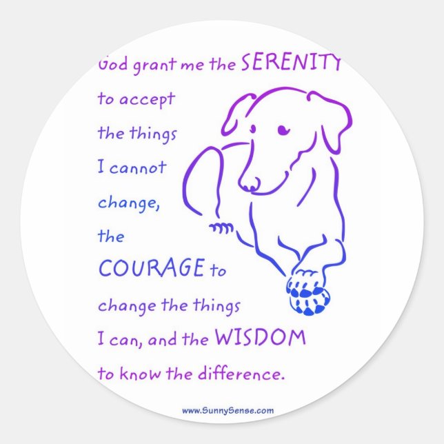 Pegatinas de Serenity Prayer con Perro (Anverso)