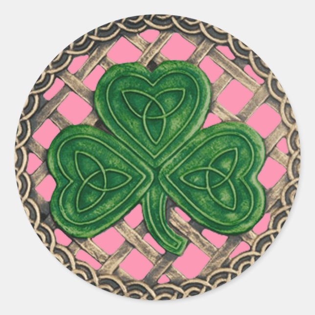 Pegatinas De Shamrock And Celtic Knots Pink (Anverso)