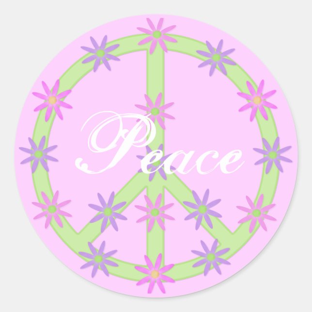 Pegatinas de signos de paz floral (Anverso)