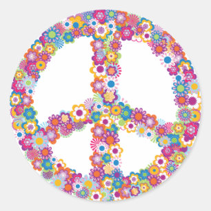 Pegatinas de signos de paz floral