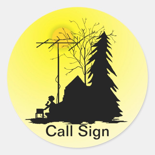 Pegatinas de Silhouette, operador de Ham Radio Fie (Anverso)