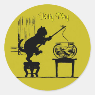 Pegatinas de silueta de gato amarillo Kitty Play