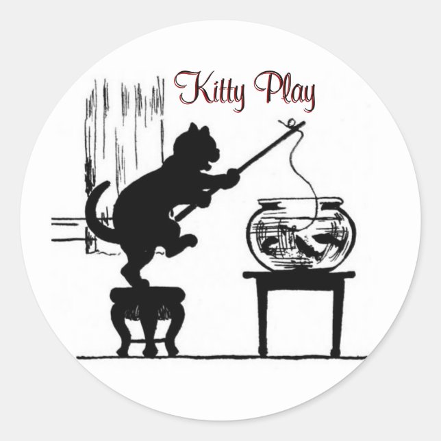 Pegatinas de silueta de gato de juego Kitty (Anverso)