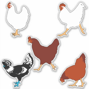 Pegatinas de siluetas de pollo simples