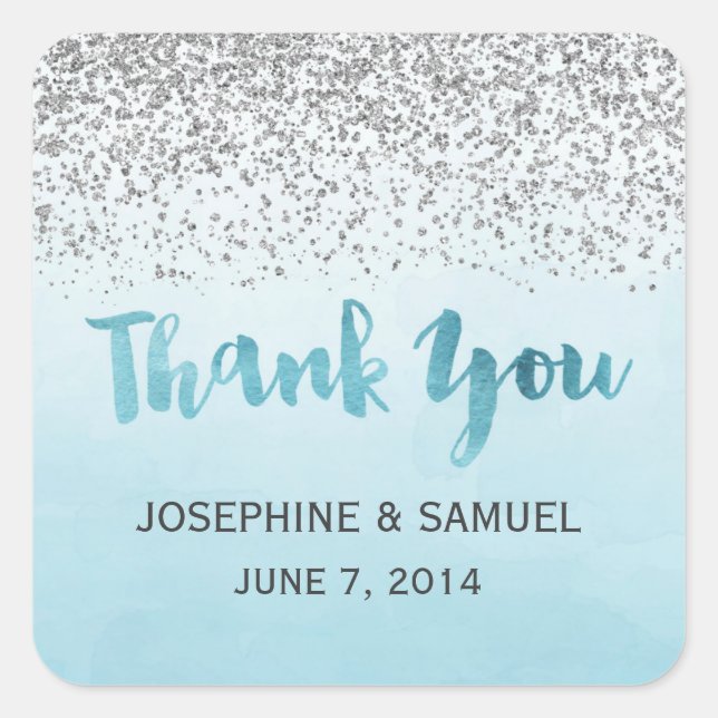 Pegatinas de Silver y Blue Gracias (Anverso)