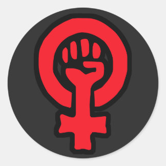 pegatinas de símbolo feminista rojo brillante Pers