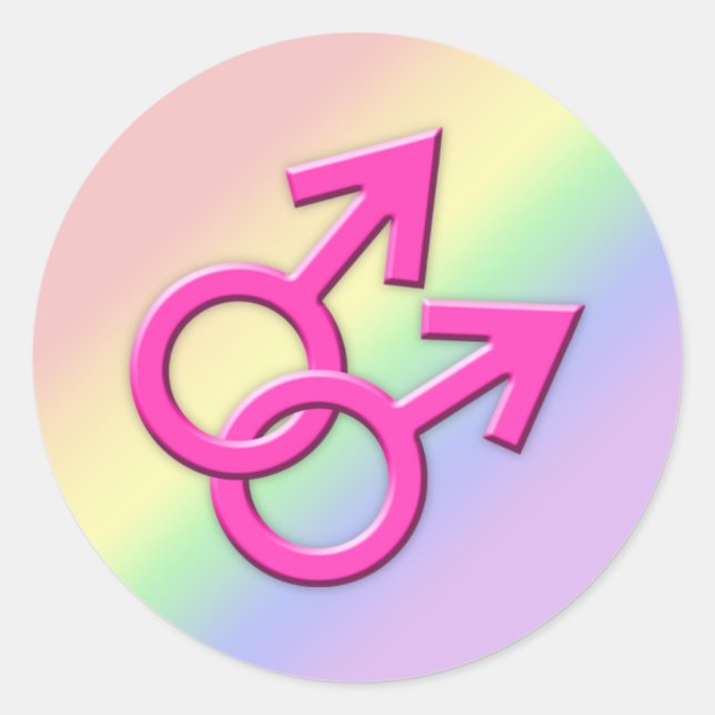 Pegatinas de símbolos masculinos rosados conectado (Anverso)
