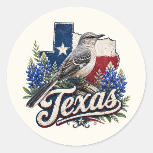 Pegatinas de Sinsonte de Texas con Flores de Blueb