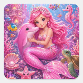 Pegatinas de Sirena Rosa Mágica de la Princesa Ros