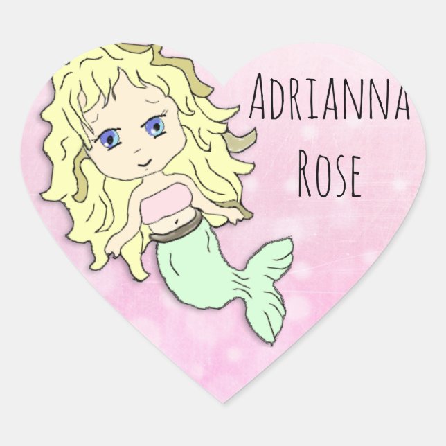Pegatinas de sirenas con rubias rosas personalizad (Anverso)