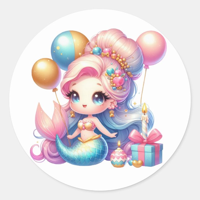 Pegatinas de sirenas de colores (Anverso)