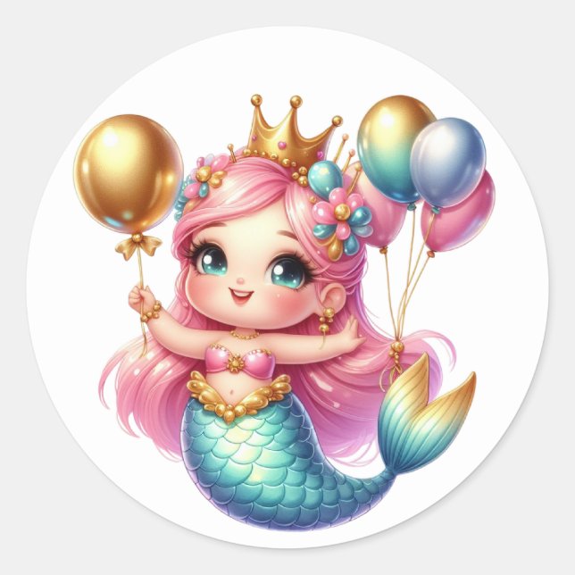 Pegatinas de sirenas de colores (Anverso)