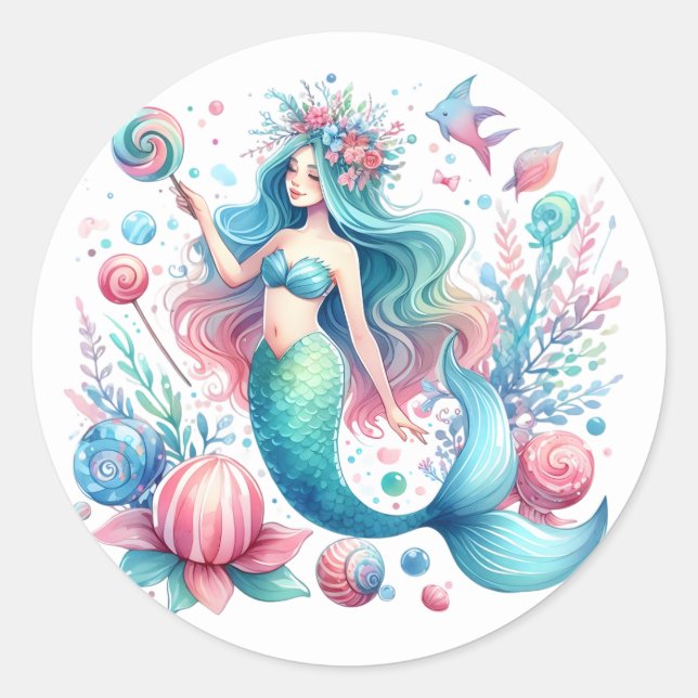 Pegatinas de sirenas de colores (Anverso)