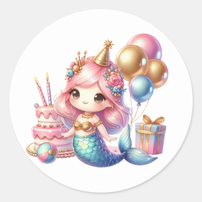 Pegatinas de sirenas de colores (Anverso)