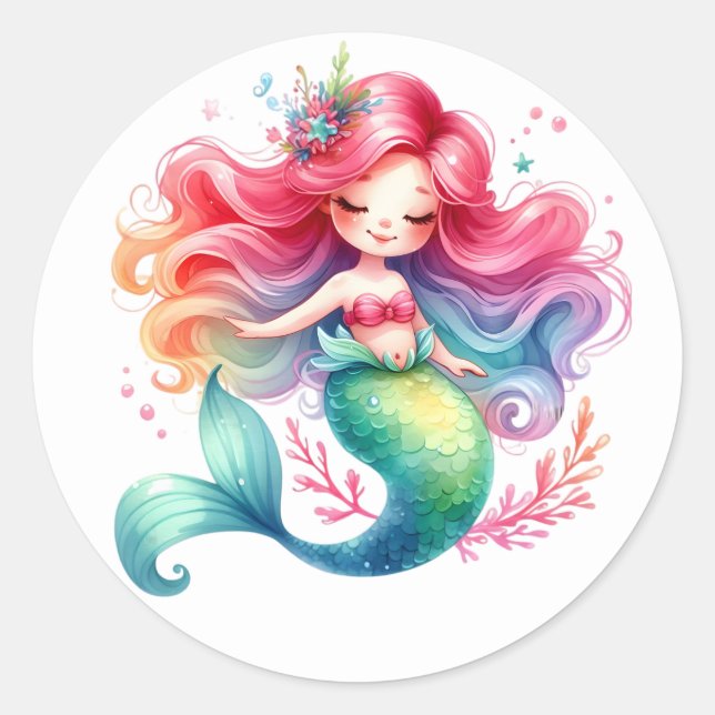 Pegatinas de sirenas de colores (Anverso)