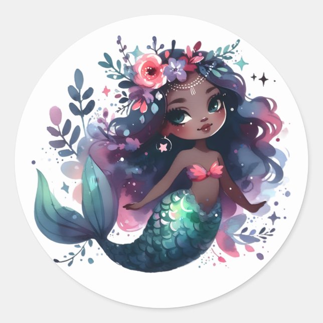 Pegatinas de sirenas de colores (Anverso)