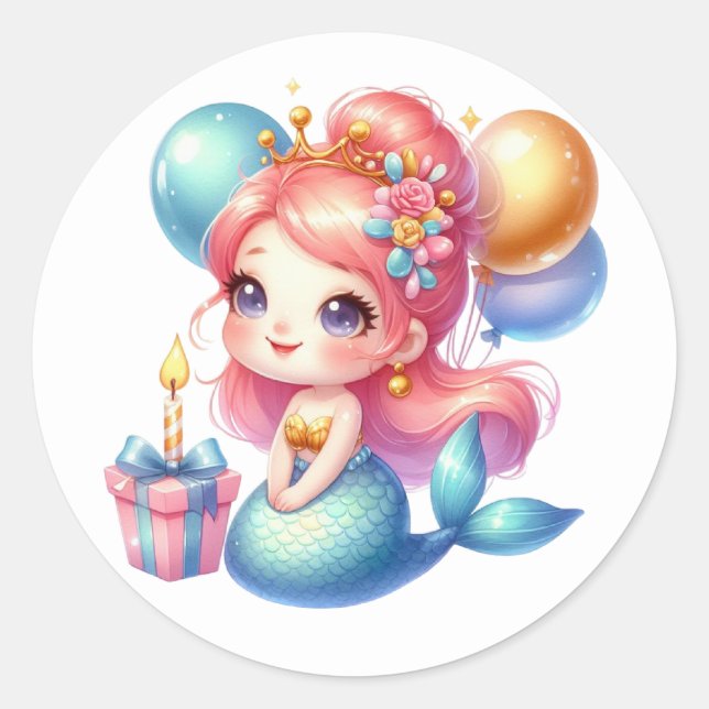 Pegatinas de sirenas de colores (Anverso)