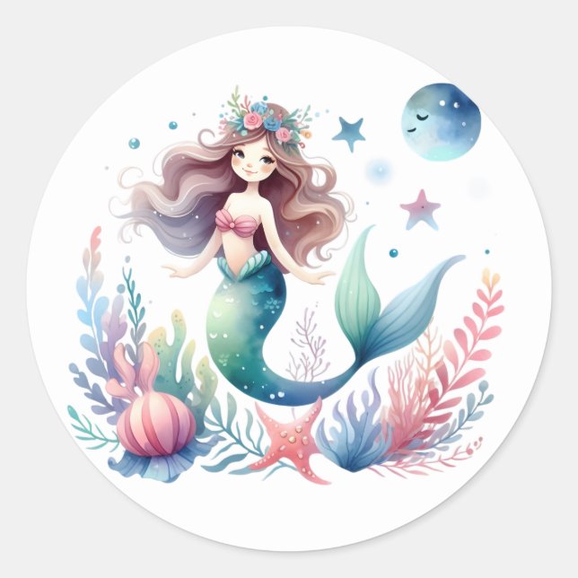 Pegatinas de sirenas de colores (Anverso)