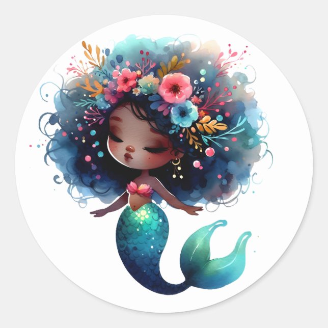Pegatinas de sirenas de colores (Anverso)