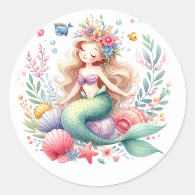 Pegatinas de sirenas de colores (Anverso)