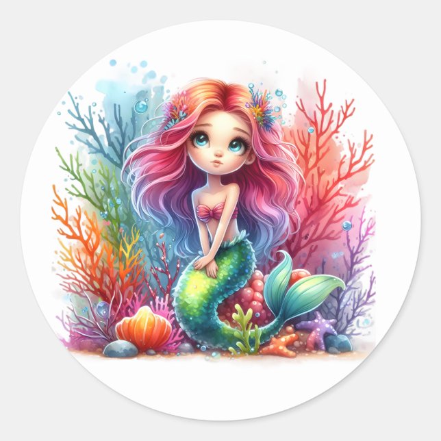 Pegatinas de sirenas de colores (Anverso)